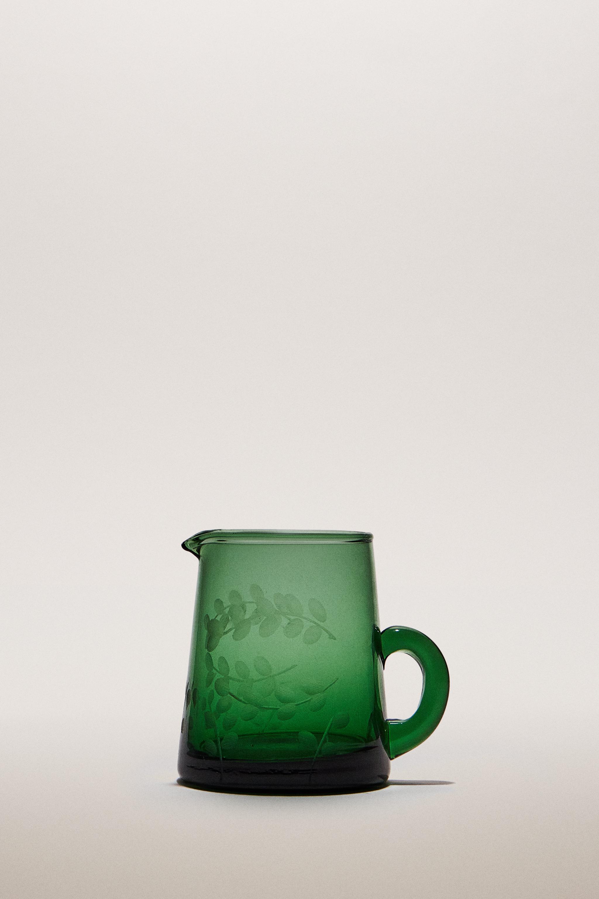 CHRISTMAS GLASS LEAF MILK PITCHER